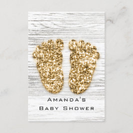Goud Baby shower Voet Hout Rustiljongen Kaart