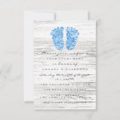 Goud Baby shower Voet Hout Rustisch Jongen Blauw Kaart (Voorkant)