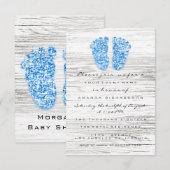 Goud Baby shower Voet Hout Rustisch Jongen Blauw Kaart (Voorkant / Achterkant)