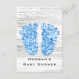 Goud Baby shower Voet Hout Rustisch Jongen Blauw Kaart