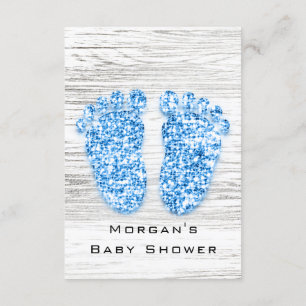 Goud Baby shower Voet Hout Rustisch Jongen Blauw Kaart