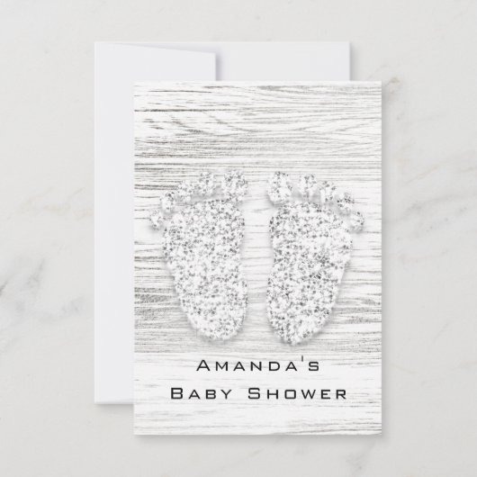 Goud Baby shower Voet Wood White Boy Kaart (Achterkant)