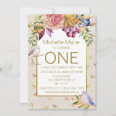 Goud - Baby - vogelbroed - eerste verjaardag Kaart (Voorkant)