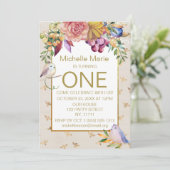 Goud - Baby - vogelbroed - eerste verjaardag Kaart (Staand voorkant)