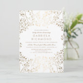 Goud Baby's Breath Elegant White Baby shower Kaart (Staand voorkant)