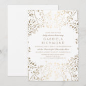 Goud Baby's Breath Elegant White Baby shower Kaart (Voorkant / Achterkant)