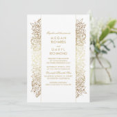 Goud  Baby's Breath - Filigraan Bruiloft Kaart (Staand voorkant)