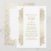 Goud  Baby's Breath - Filigraan Bruiloft Kaart (Voorkant / Achterkant)