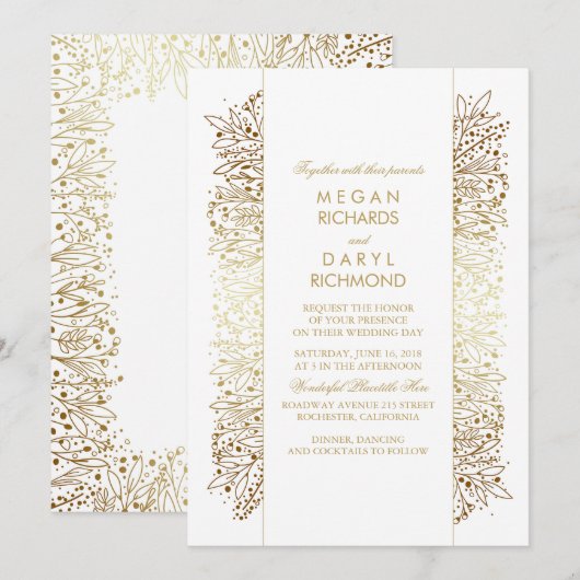 Goud Baby's Breath - Filigraan Bruiloft Kaart (Voorkant / Achterkant)