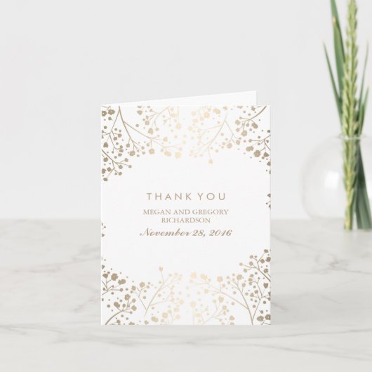 Goud Baby's Breath Witte Trouw Bedankt (Voorkant)
