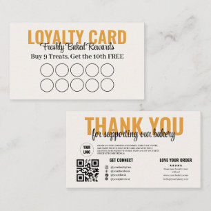 Goud Backery Loyalty Stempelkaart Ontwerp Visitekaartje