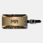 Goud bagagelabel met metalen textuurachtergrond (Voorkant horizontaal)
