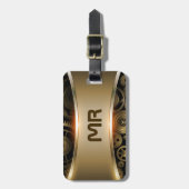Goud bagagelabel met metalen textuurachtergrond (Voorkant verticaal)
