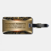 Goud bagagelabel met metalen textuurachtergrond (Achterkant horizontaal)