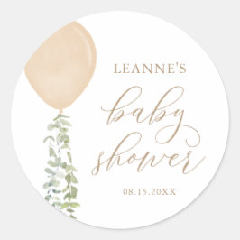 Goud ballon Eucalyptus Baby shower Ronde Sticker