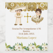 Goud baptisme Fiesta Twin Wine Fleslabel Wijn Etiket (Enkel label)