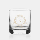 Goud Barok Crest Monogram Naam Whisky Glas (Voorkant)