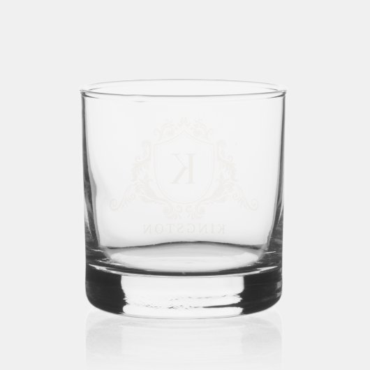 Goud Barok Crest Monogram Naam Whisky Glas (Achterkant)