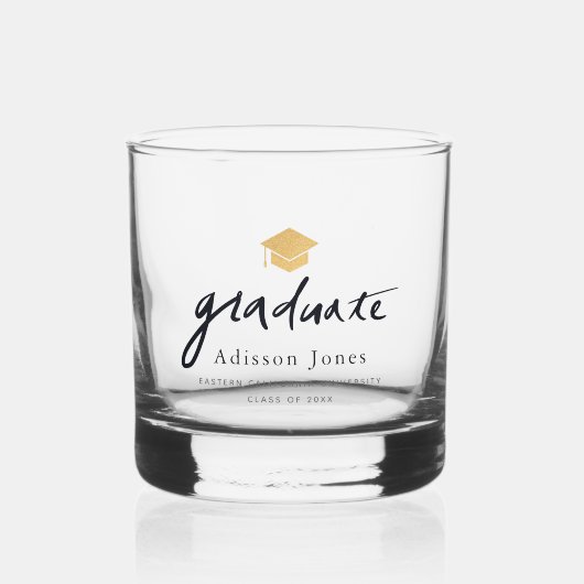 Goud Barok Crest Monogram Naam Whisky Glas (Voorkant)