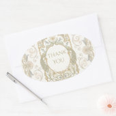 Goud Barok Dank Je Ovale Sticker (Envelop)