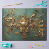 Goud barok ornament turquoise groen tissuepapier (Craft)