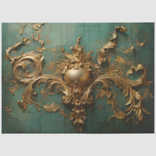 Goud barok ornament turquoise groen  tissuepapier