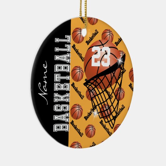 Goud Basketball personaliseren Keramisch Ornament (Rechts)