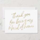Goud "Bedankt dat je mijn bruidsmeisje bent" Bedankkaart (Voorkant)