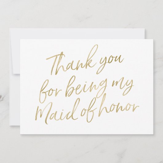 Goud "Bedankt dat je mijn bruidsmeisje bent" Bedankkaart (Voorkant)