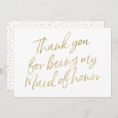 Goud "Bedankt dat je mijn bruidsmeisje bent" Bedankkaart (Voorkant / Achterkant)