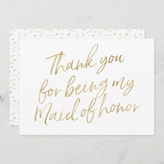 Goud "Bedankt dat je mijn bruidsmeisje bent" Bedankkaart (Voorkant / Achterkant)