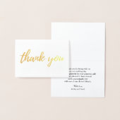 Goud bedankt kaart gevouwen. Moderne bruiloft foli (Display)