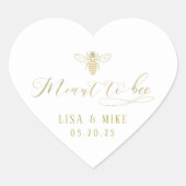Goud bedoeld om honing bruiloft gunst hart sticker (Voorkant)