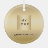 Goud bedrijf logo Christmas Glas Ornament (Voorkant)