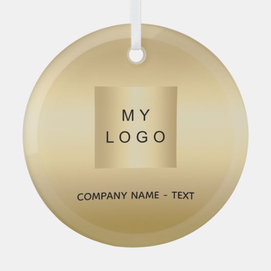 Goud bedrijf logo Christmas Glas Ornament (Voorkant)
