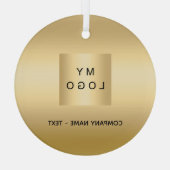 Goud bedrijf logo Christmas Glas Ornament (Achterkant)