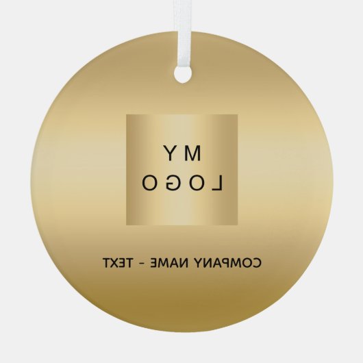 Goud bedrijf logo Christmas Glas Ornament (Achterkant)