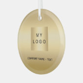 Goud bedrijf logo Christmas Glas Ornament (Voorkant links)