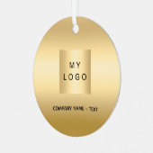 Goud bedrijf logo Christmas Metalen Ornament (Voorkant links)