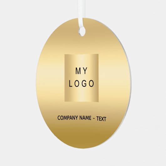 Goud bedrijf logo Christmas Metalen Ornament (Voorkant links)