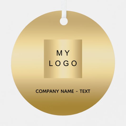 Goud bedrijf logo Christmas Metalen Ornament (Voorkant)