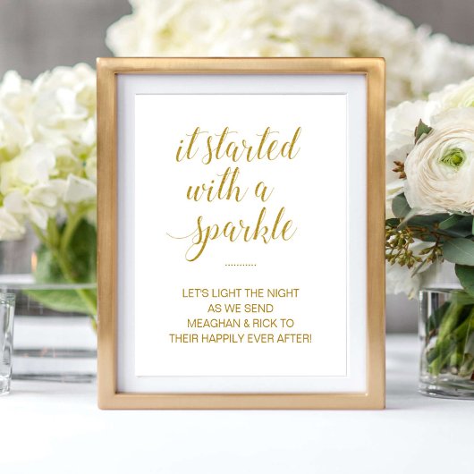 Goud begon met een Sparkle Wedding Sparkler Poster