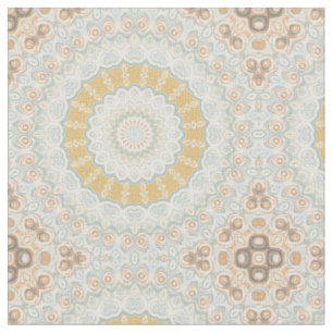 Goud Beige en Blauwe Mandala Patroon Ontwerp Stof