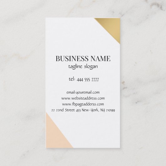 Goud Beige en wit Visitekaartje (Achterkant)