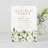 Goud beige en witte bloemen Genderfeest Kaart (Staand voorkant)