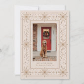 Goud & Beige geometrische sterrand Kerstfoto Feestdagenkaart (Voorkant)