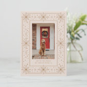 Goud & Beige geometrische sterrand Kerstfoto Feestdagenkaart (Staand voorkant)