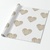 goud/beige Heart met witte Filigree Cadeaupapier (Uitgerold)