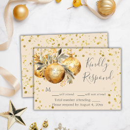 Goud Beige Kerst Bruiloft RSVP Kaart