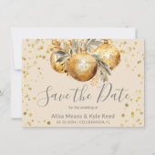 Goud Beige Kerstbruiloft Save the Date Kaart (Voorkant)